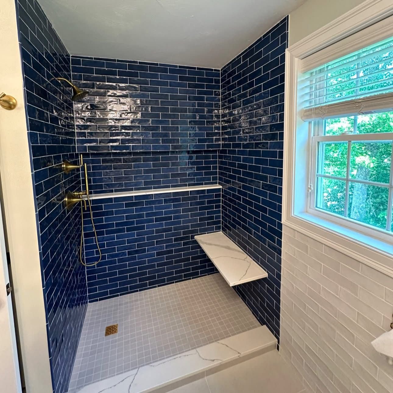 Blue Subway Tile Shower
